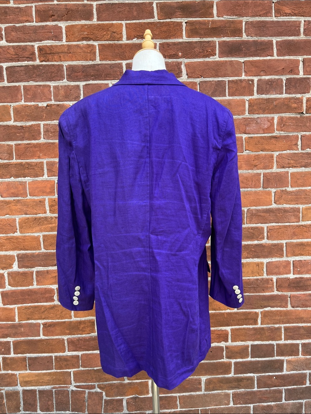 Lauren Ralph Lauren Bright Purple Linen Logo Crest Blazer - Picture 4 of 6